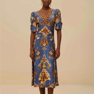 NWT Farm Rio Blue Floral Midi Dress - Retail $280 - Sold Out Everywhere!